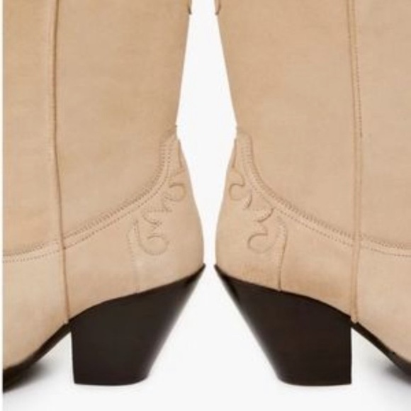 TORAL TALL COWBOY BOOTS SUEDE LEATHER HIGH TALL BOOTS WESTERN NEUTRAL BEIGE 38 - Picture 7 of 17